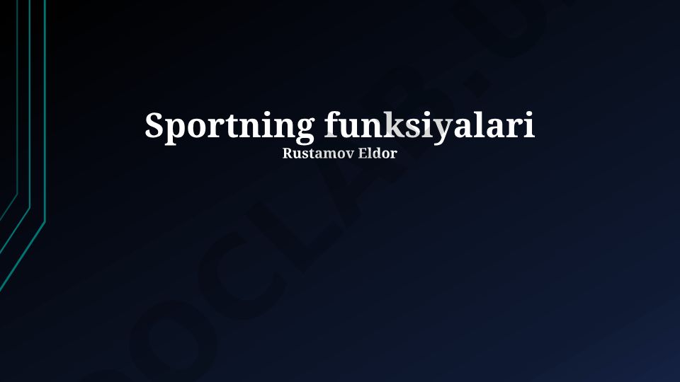 Sportning ijtimoiy, psixologik va jismoniy funksiyalari