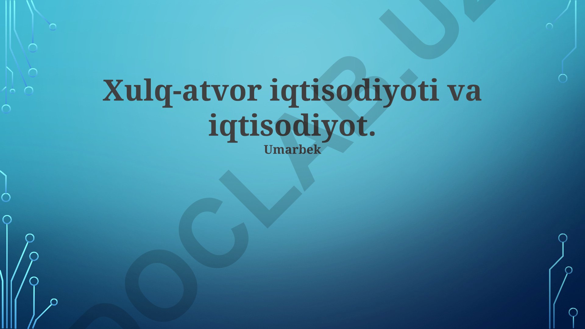 Xulq-atvor iqtisodiyoti tamoyillari va amaliy qo'llanilishi