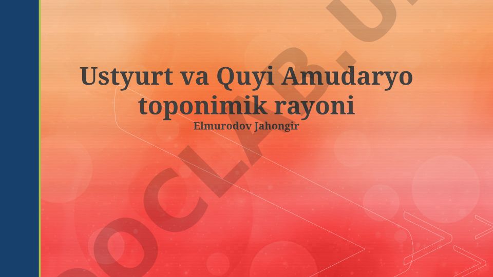 Ustyurt va Quyi Amudaryo toponimik rayoni