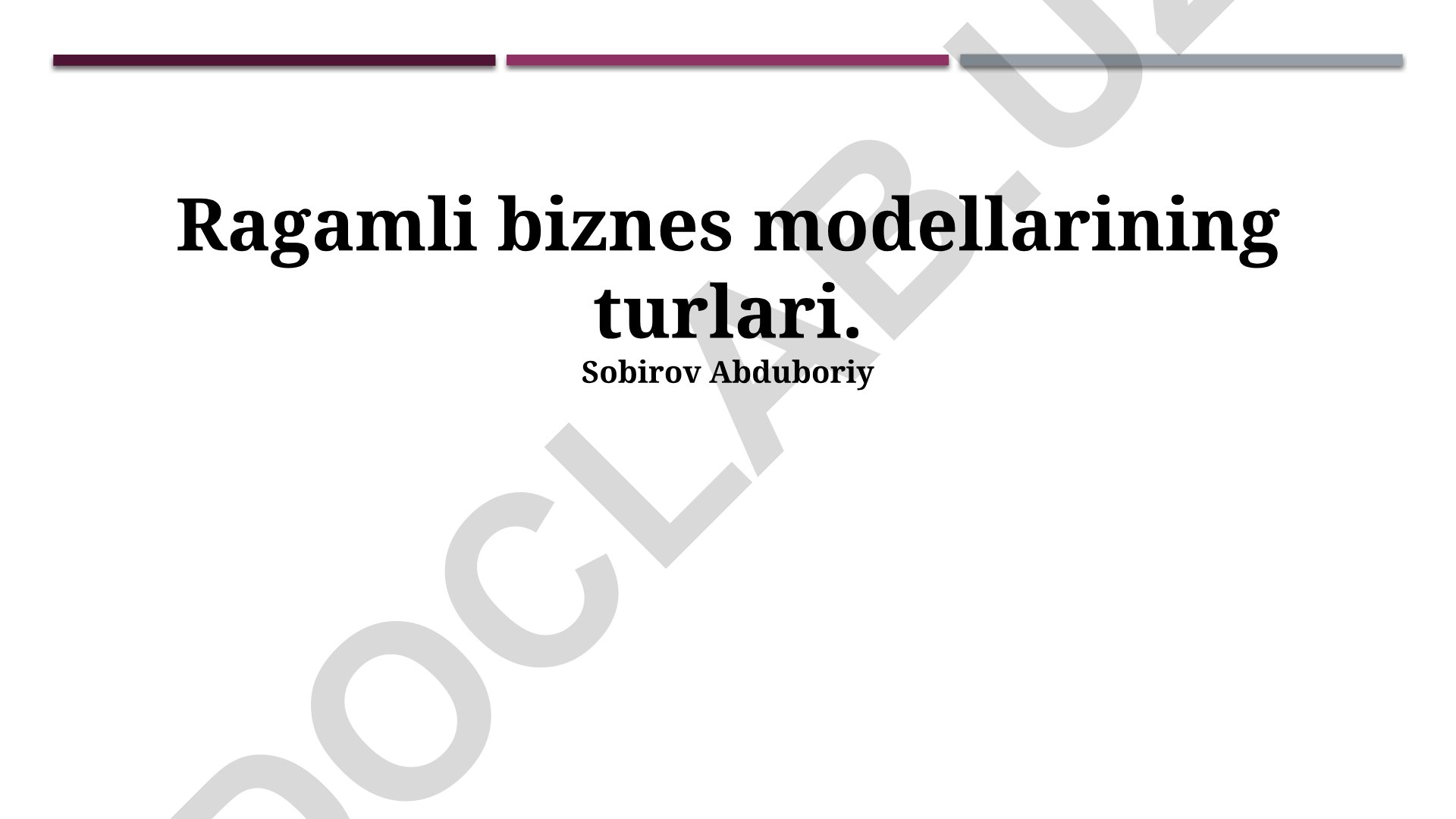 Raqamli biznes modellarining turlari
