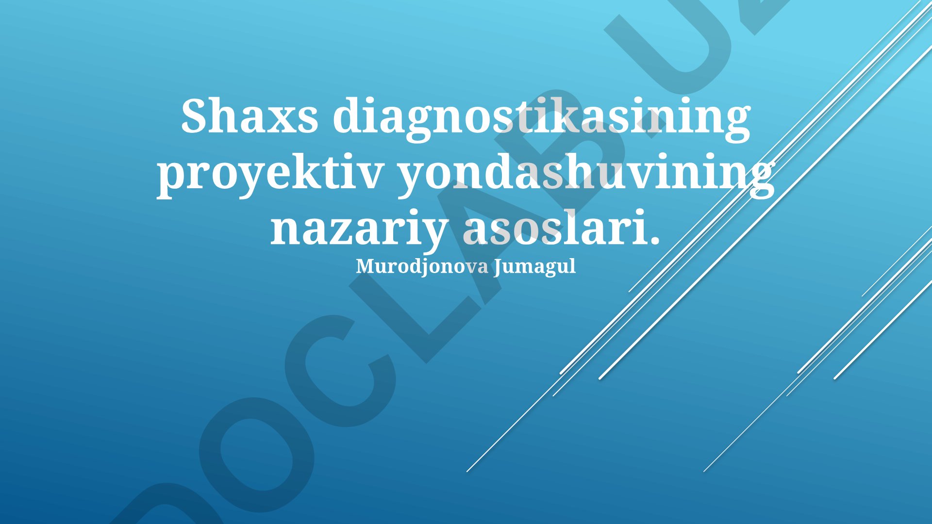 Shaxs diagnostikasining proyektiv yondashuvining nazariy asoslari