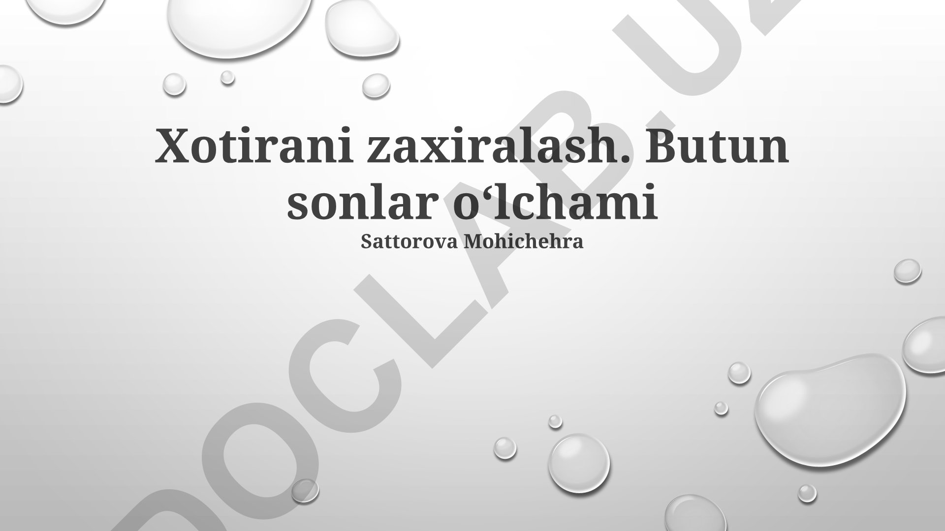 Xotirani zaxiralash va butun sonlar oʻlchami