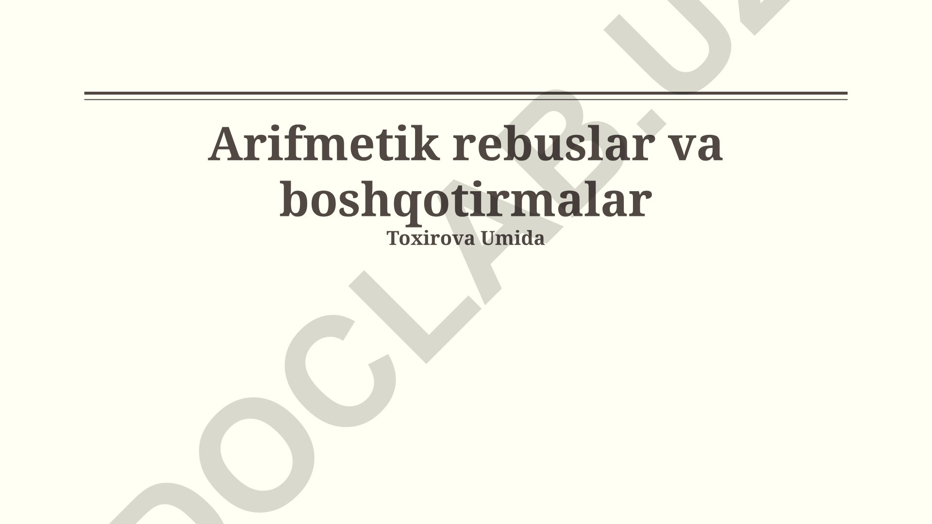 Arifmetik rebuslar va boshqotirmalar