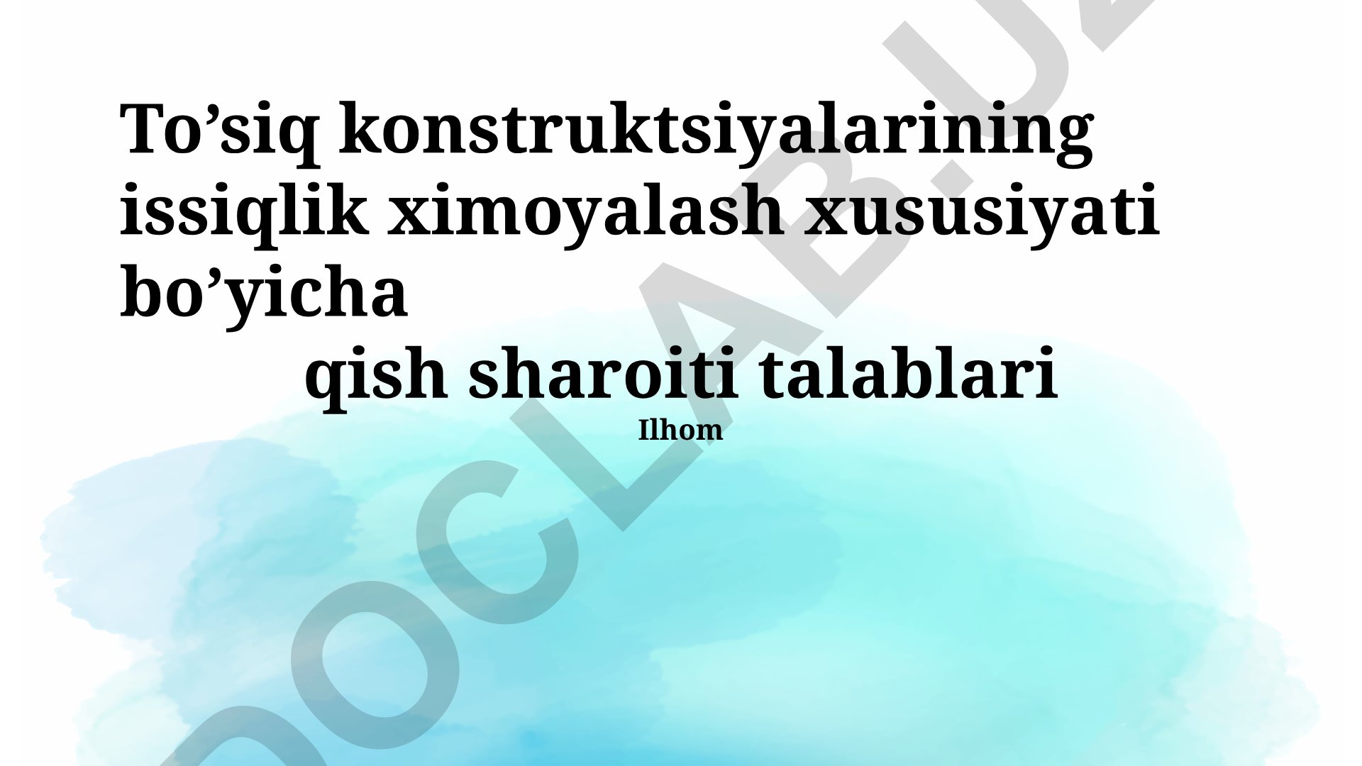 To'siq konstruktsiyalarining issiqlik ximoyalash xususiyati bo'yicha qish sharoiti talablari