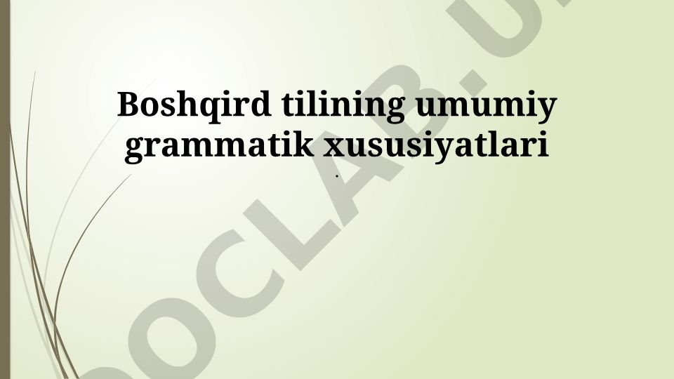 Boshqird tilining umumiy grammatik xususiyatlari