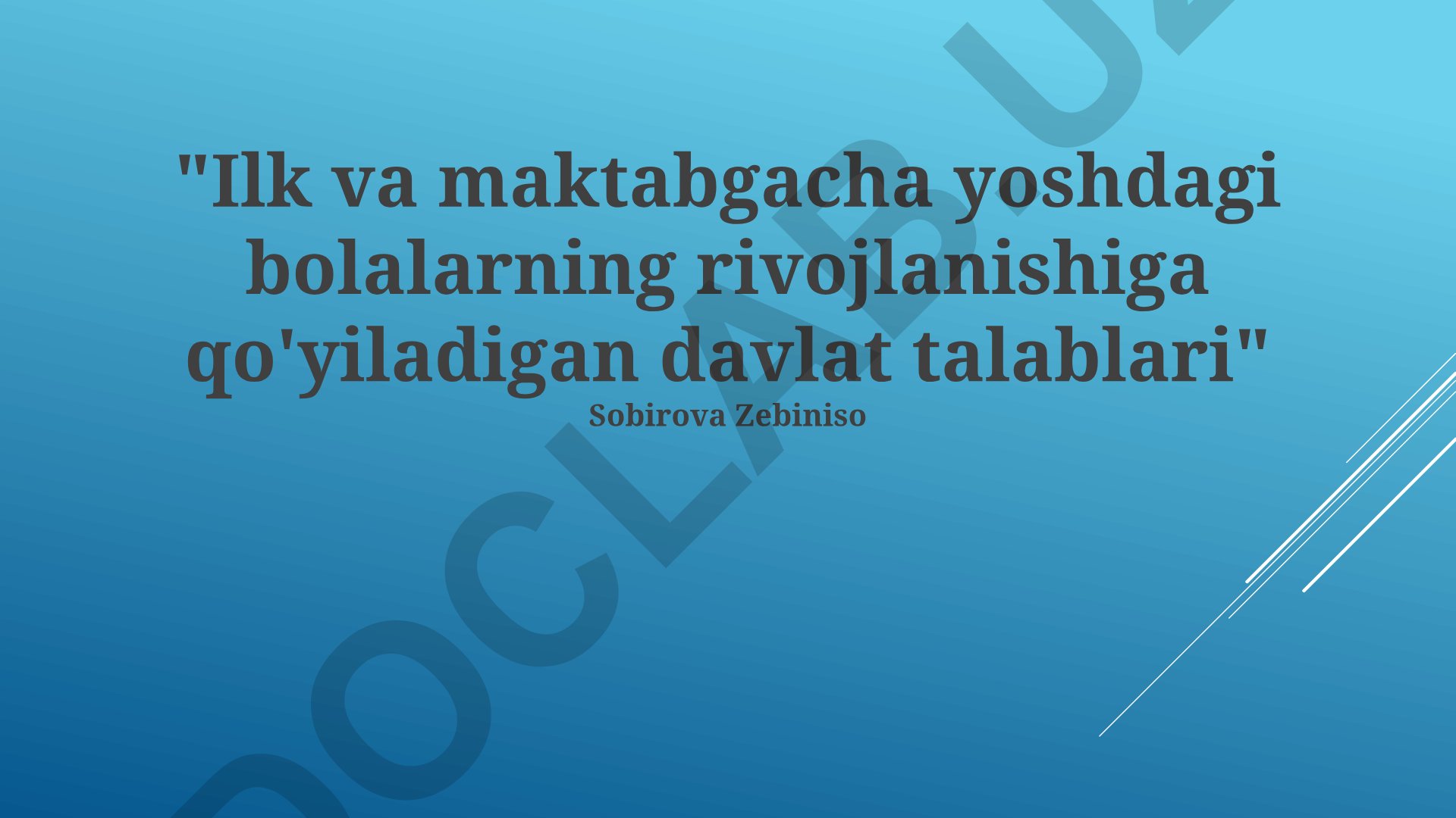 Ilk va maktabgacha yoshdagi bolalarning rivojlanishiga qo'yiladigan davlat talablari