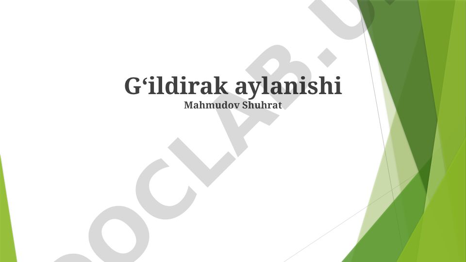 G'ildirak aylanishi mexanikasi va amaliy qo'llanilishi