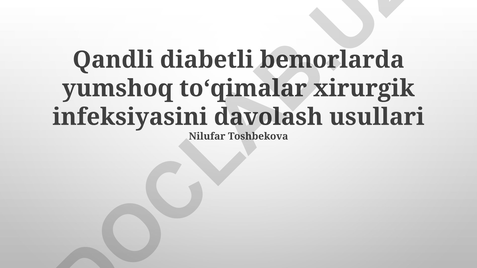 Qandli diabetli bemorlarda yumshoq toʻqimalar xirurgik infeksiyasini davolash usullari