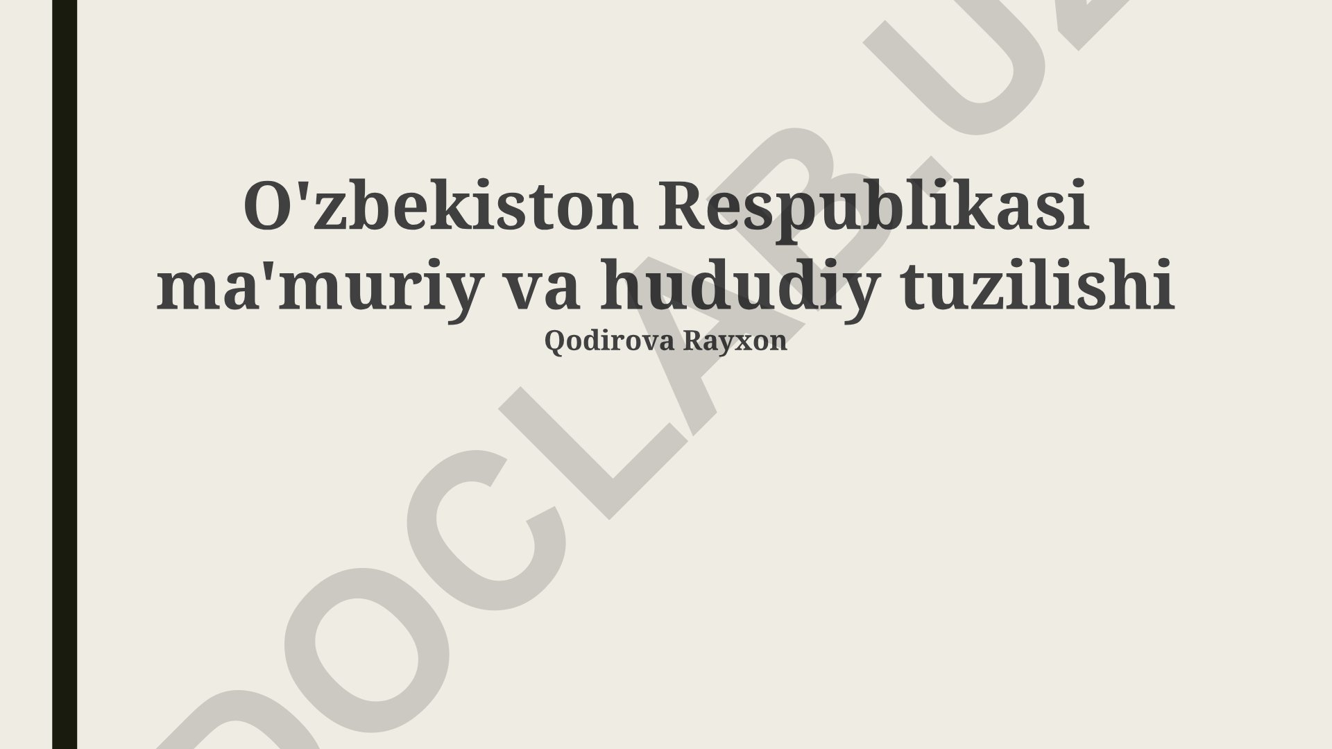 O'zbekiston Respublikasining ma'muriy va hududiy tuzilishi