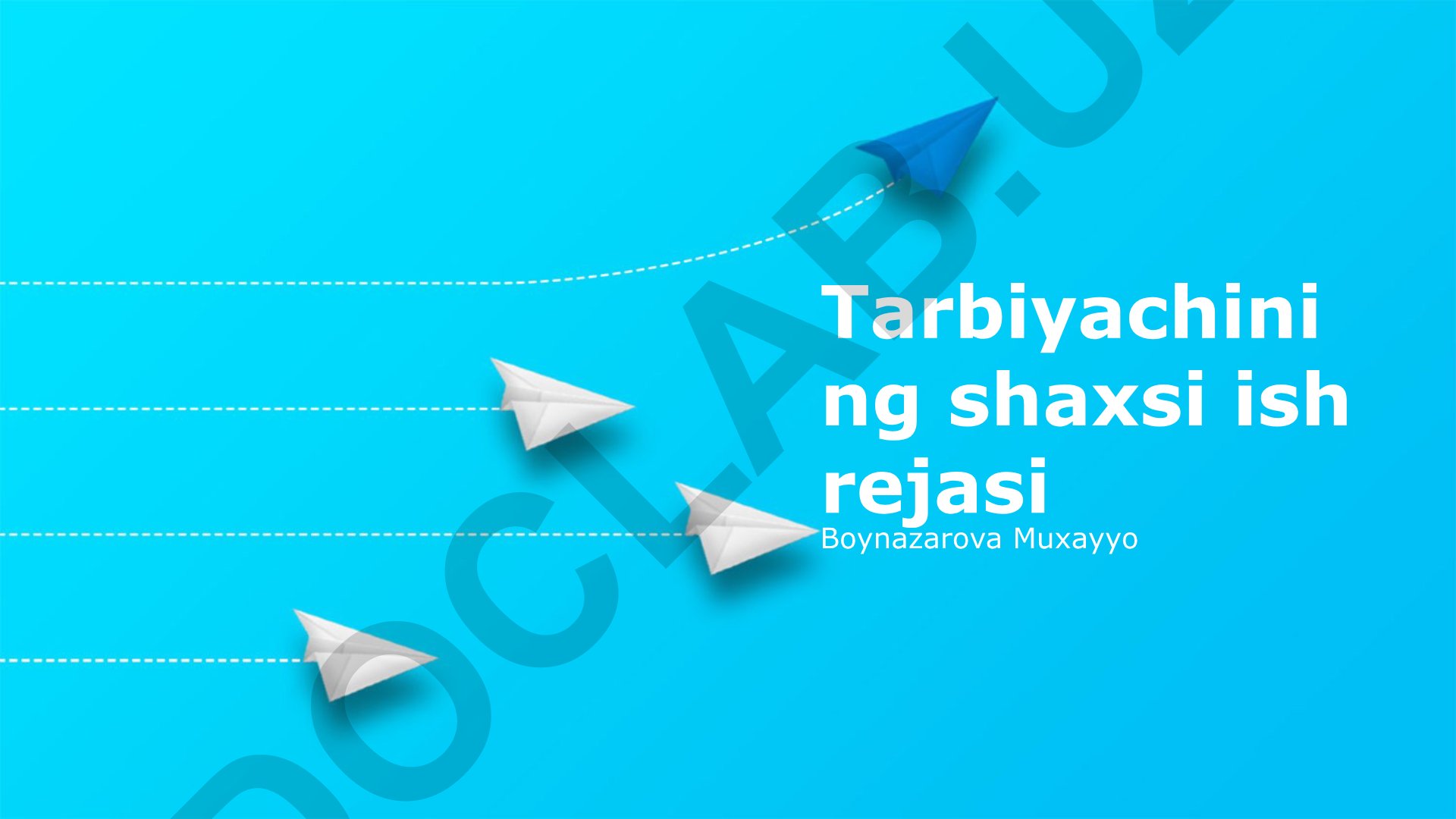 Tarbiyachining shaxsiy ish rejasi va o'quv dasturi mazmuni