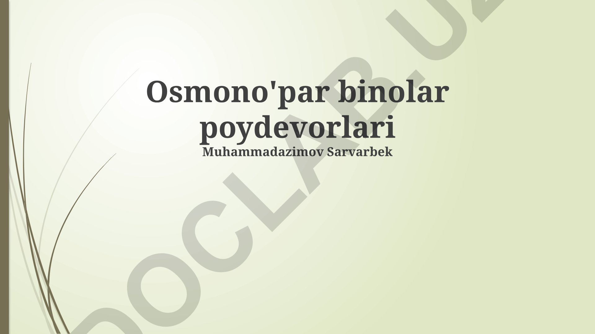 Osmono'par binolar poydevorlari va osmotik ikki komponentli energiya generatorlari