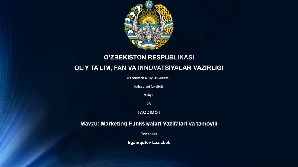 Marketing Funksiyalari Vazifalari va tamoyili