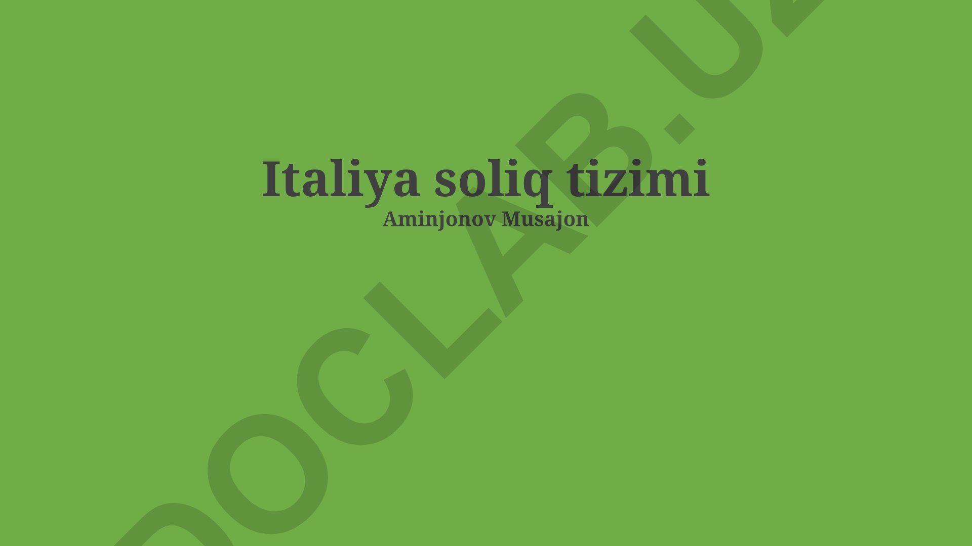 Italiya soliq tizimi va uning muammolari