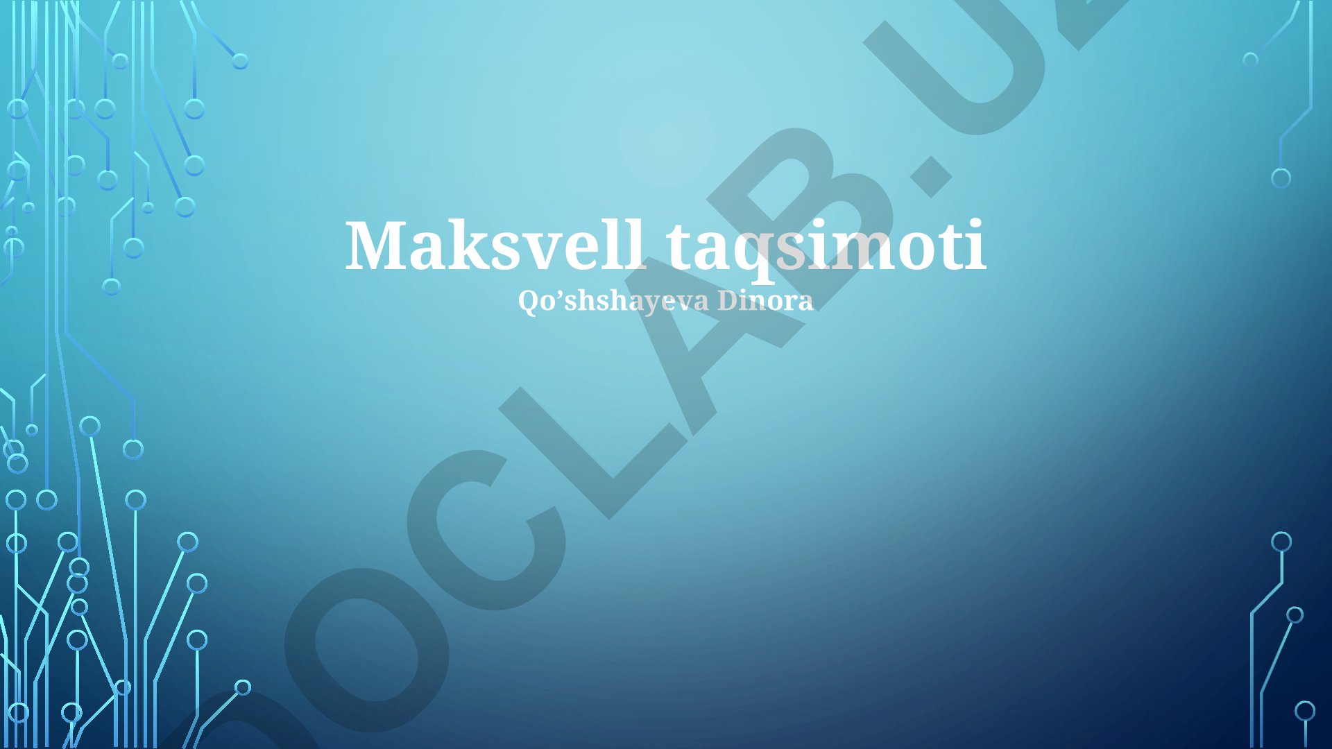 Maksvell taqsimoti va elektromagnit maydonlar