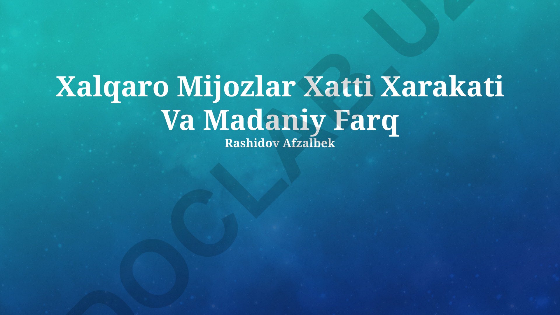Xalqaro Mijozlar Xatti Xarakati Va Madaniy Farq