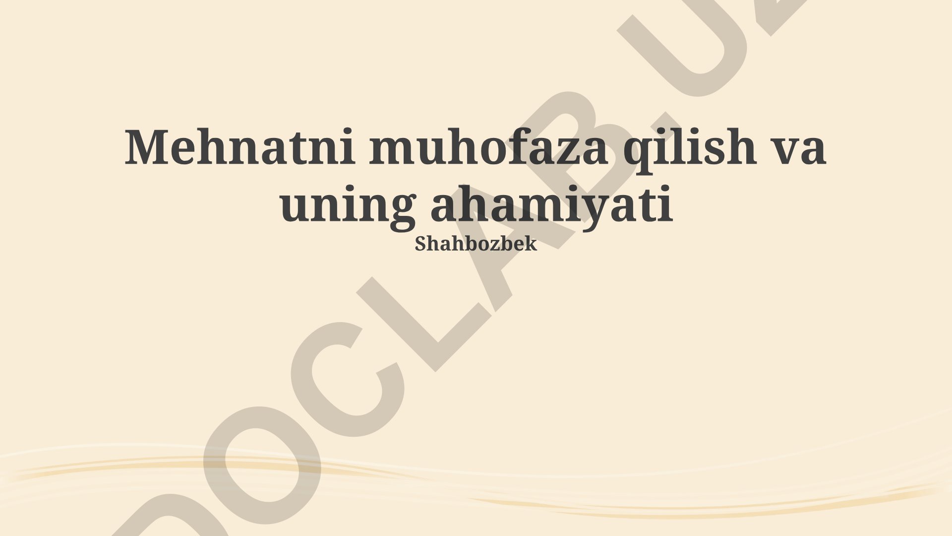 Kasbiy xavfsizlik madaniyati va mehnatni muhofaza qilish