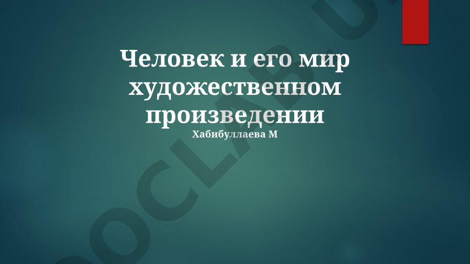 Человек и его мир в художественном произведении