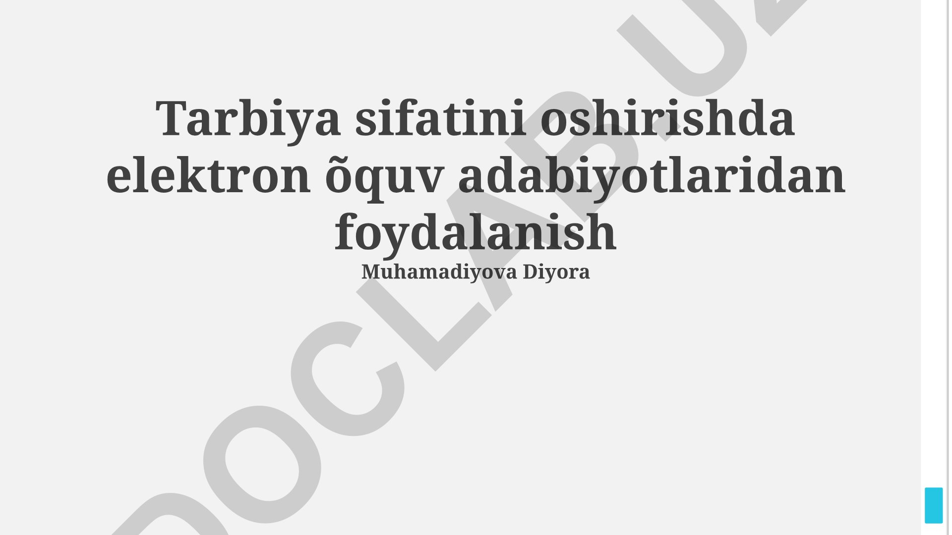 Tarbiya sifatini oshirishda elektron o'quv adabiyotlaridan foydalanish