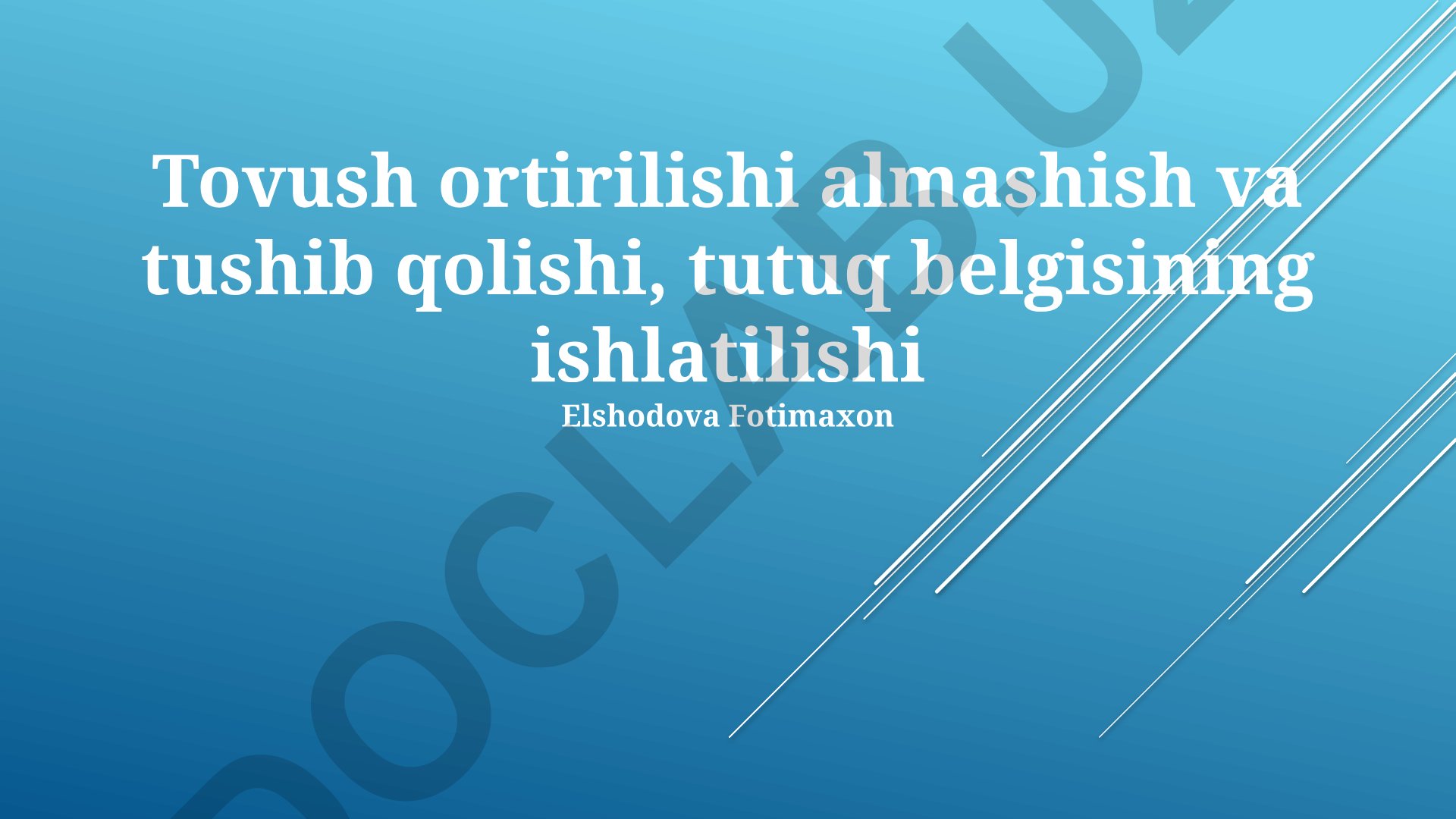O'zbek tilida tovush ortirilishi almashish va tushib qolishi