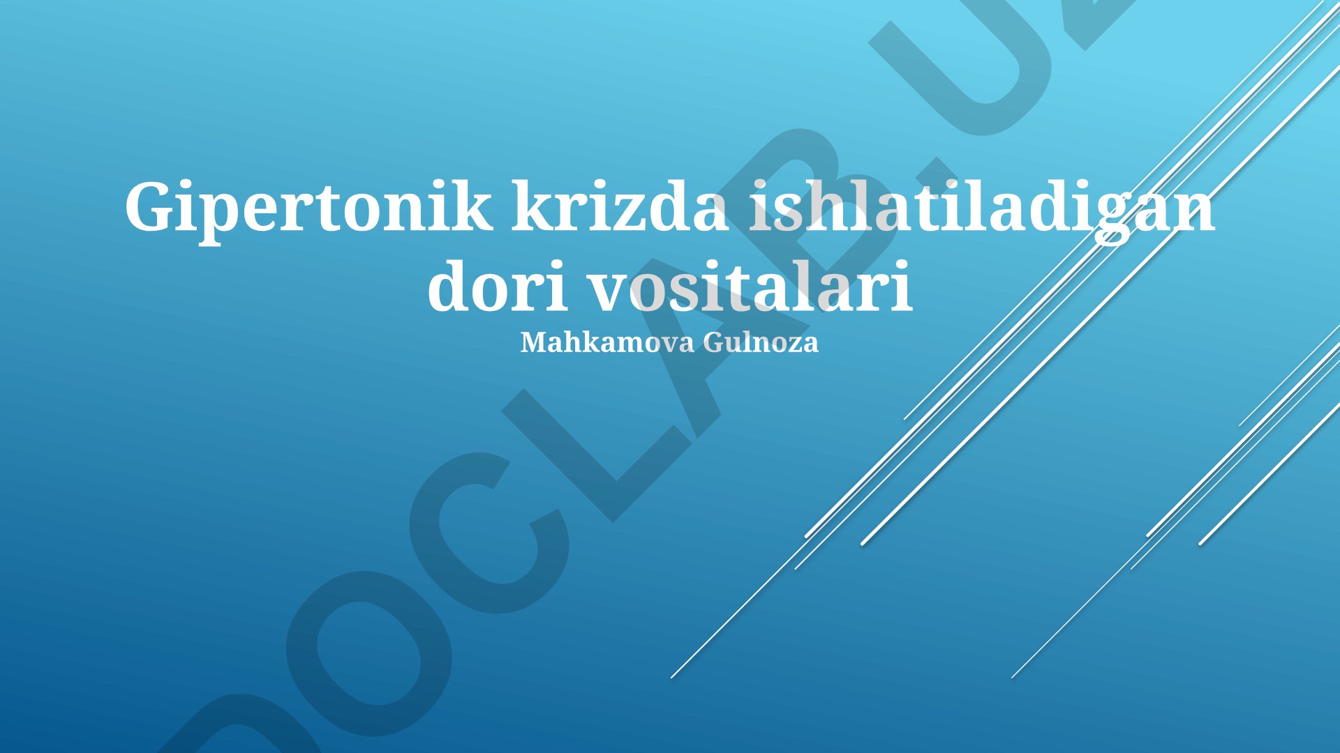 Gipertonik krizda ishlatiladigan dori vositalari