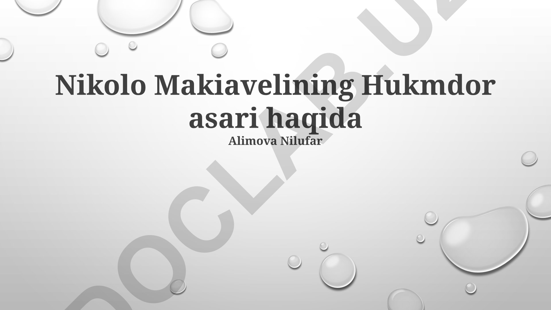 Nikolo Makiavelining Hukmdor asari haqida