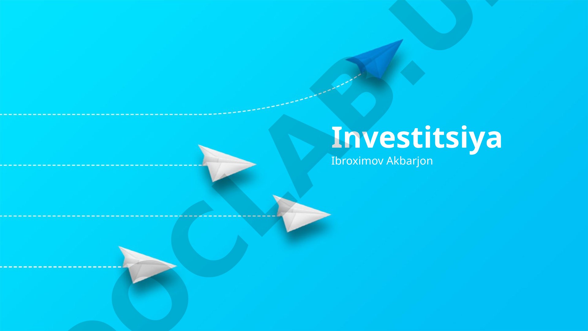 Investitsiya: Asoslar va Turlari