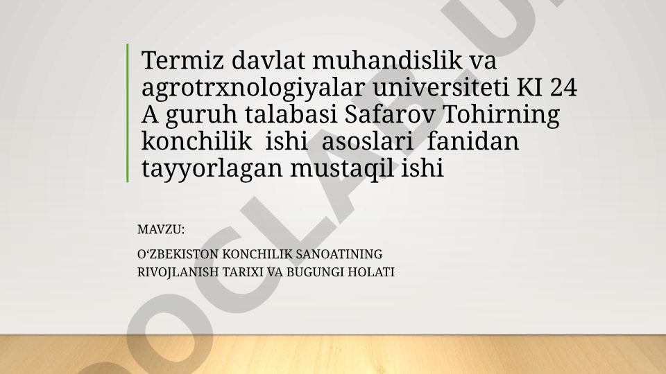 O‘zbekiston konchilik sanoatining rivojlanish tarixi va bugungi holati