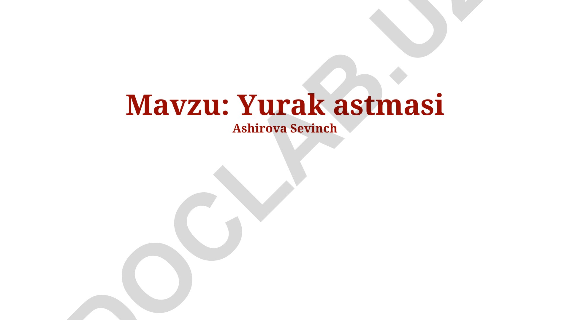 Yurak astmasi: klinik ko'rinishi, diagnostika va davolash