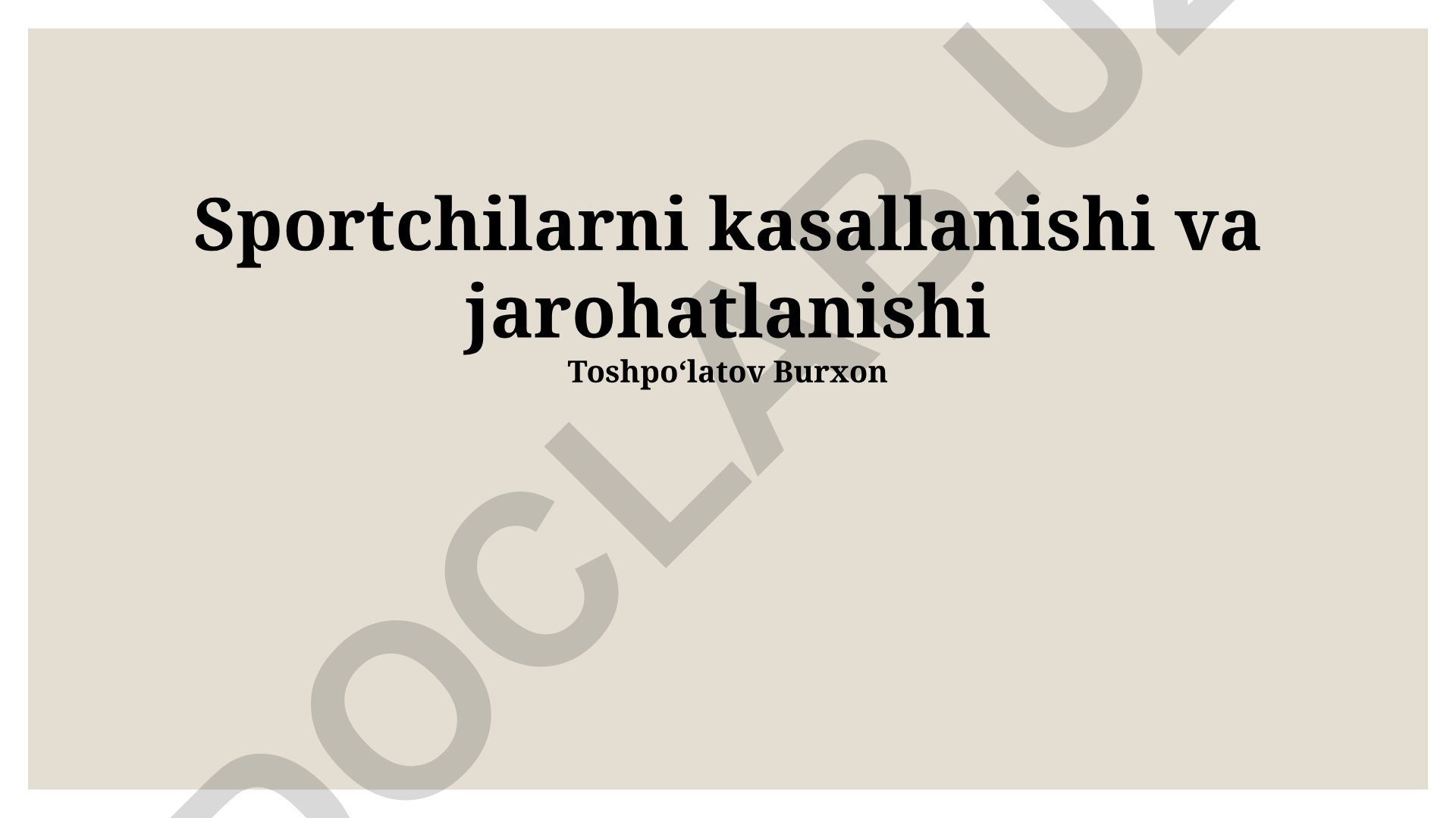 Sportchilarning kasallanishi va jarohatlanishi
