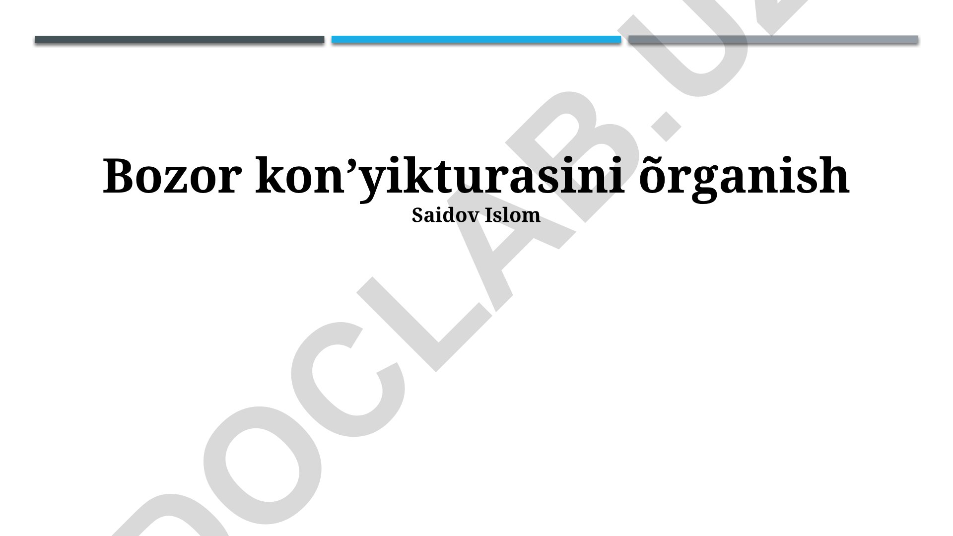 Bozor kon'yukturasini o'rganish va tadqiqot usullari