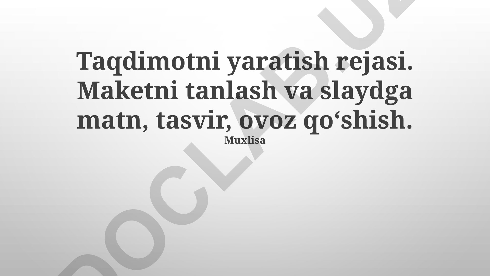 Taqdimot yaratish rejasi va slayd dizayn tamoyillari