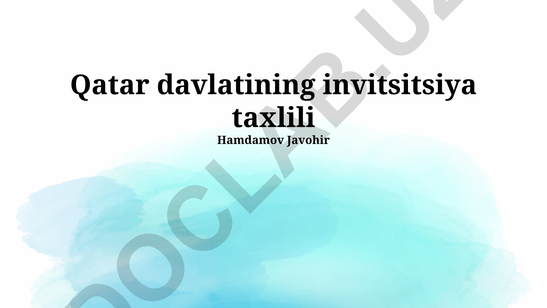 Qatar davlatining investitsiya tahlili