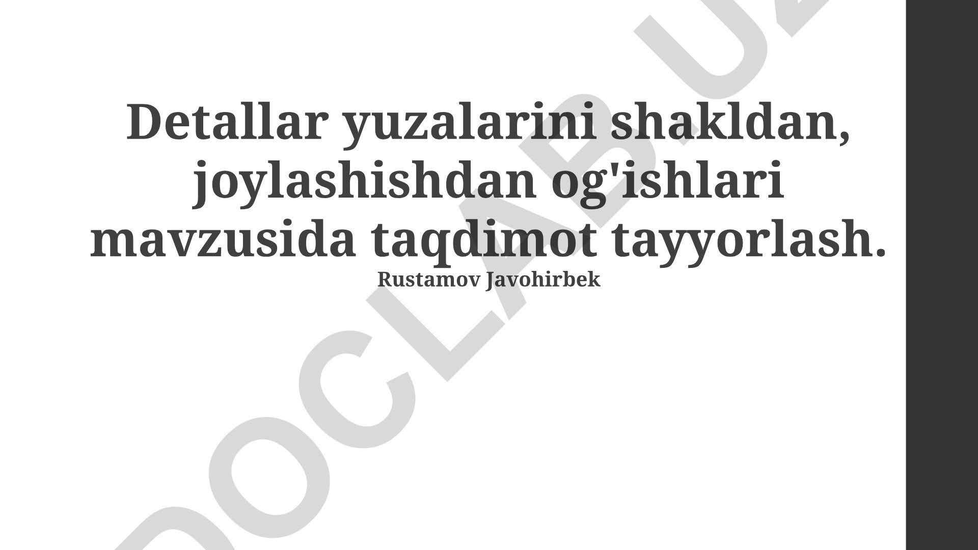Detallar yuzalarini shakldan, joylashishdan og'ishlari