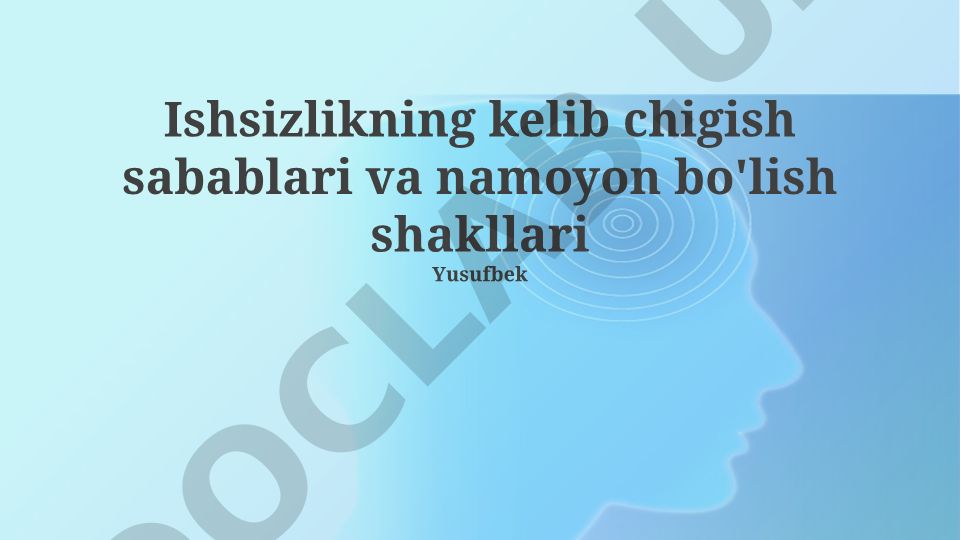 Ishsizlikning kelib chiqish sabablari va namoyon bo'lish shakllari
