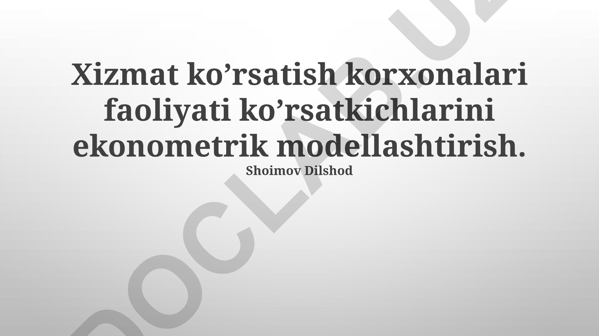 Xizmat ko'rsatish korxonalari faoliyati ko'rsatkichlarini ekonometrik modellashtirish