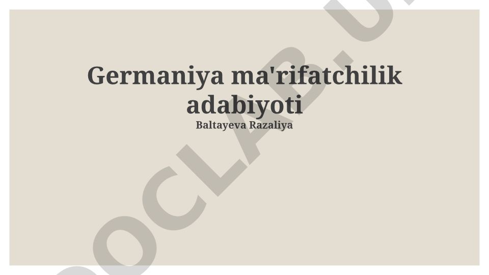 Germaniya ma'rifatchilik adabiyoti