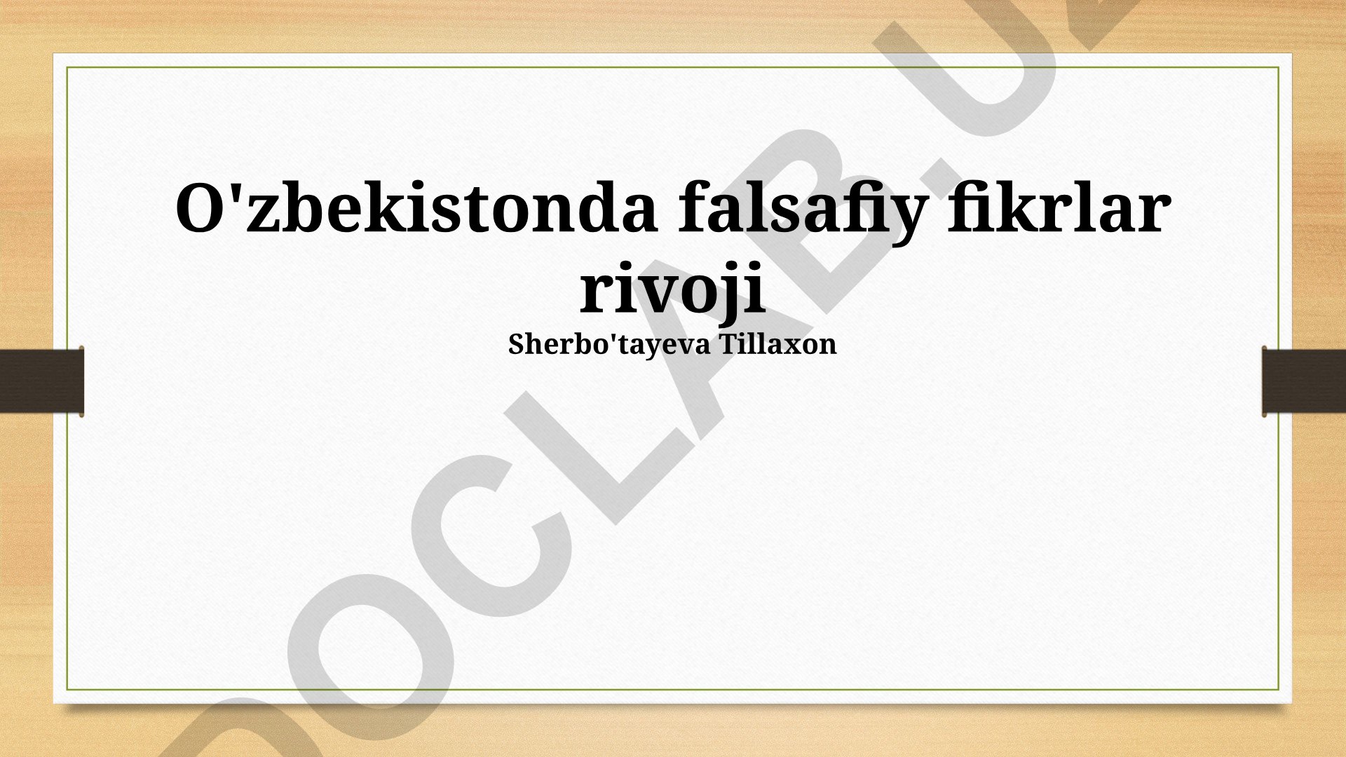 O'zbekistonda falsafiy fikrlar rivoji