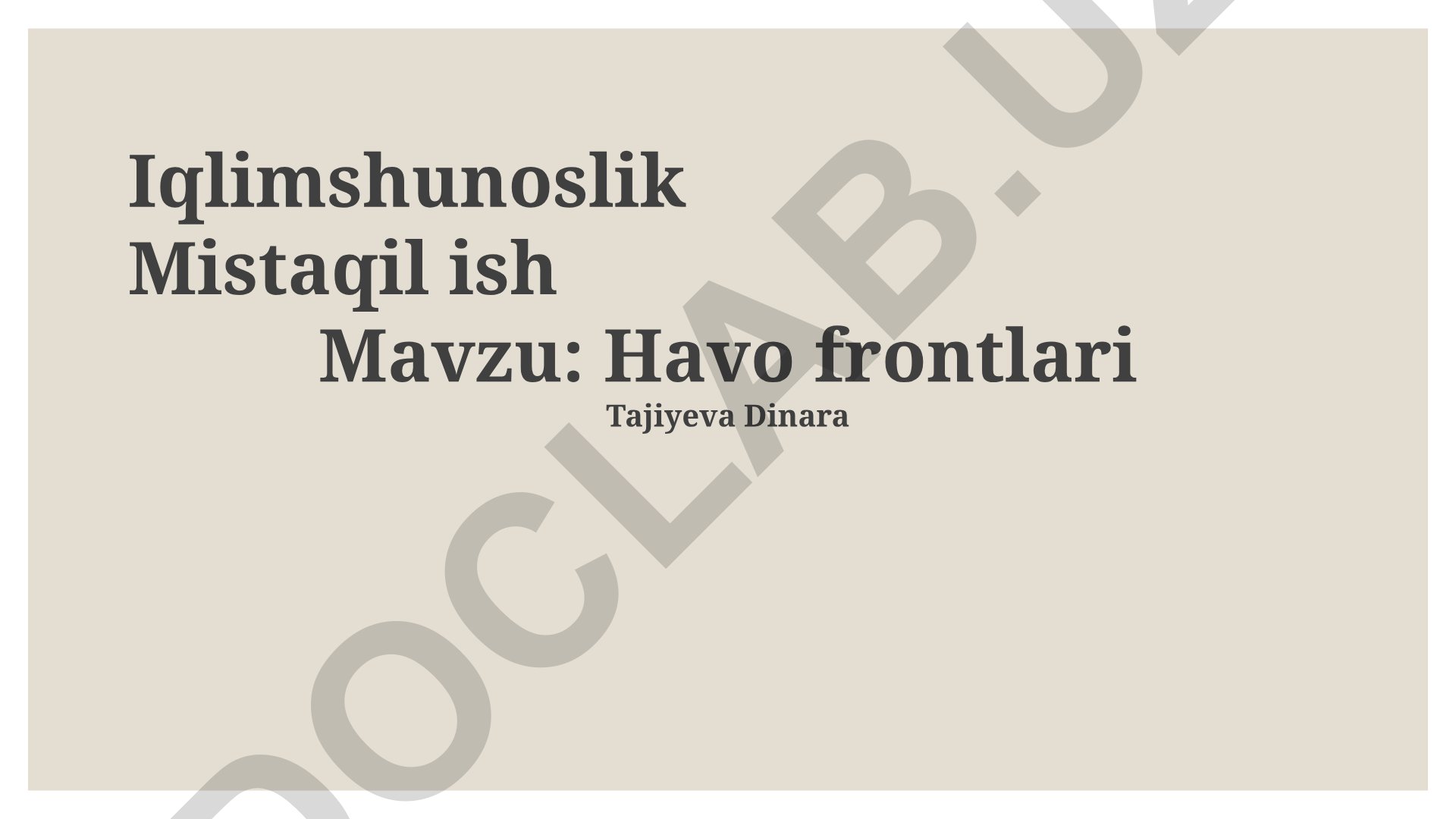 Havo frontlari turlari va xususiyatlari