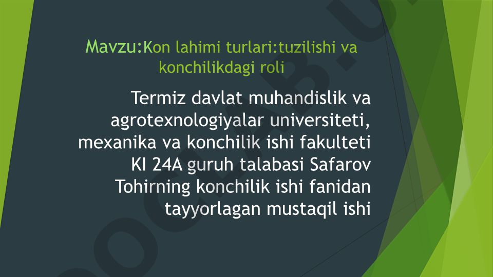 Kon lahimi turlari: tuzilishi va konchilikdagi roli