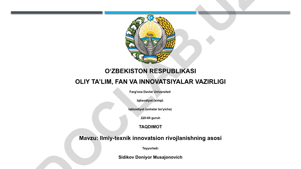 Ilmiy-texnik innovatsion rivojlanishning asosi