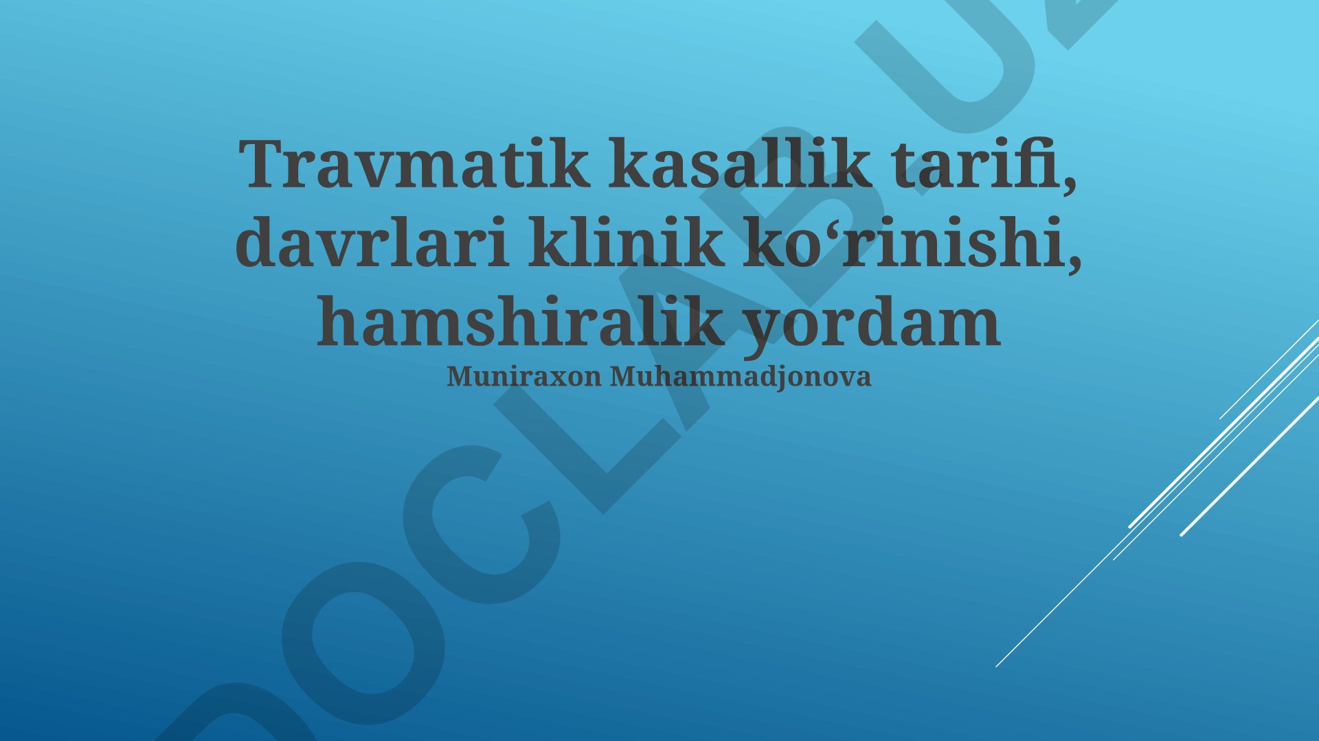 Travmatik kasallik tarifi, davrlari va klinik koʻrinishi