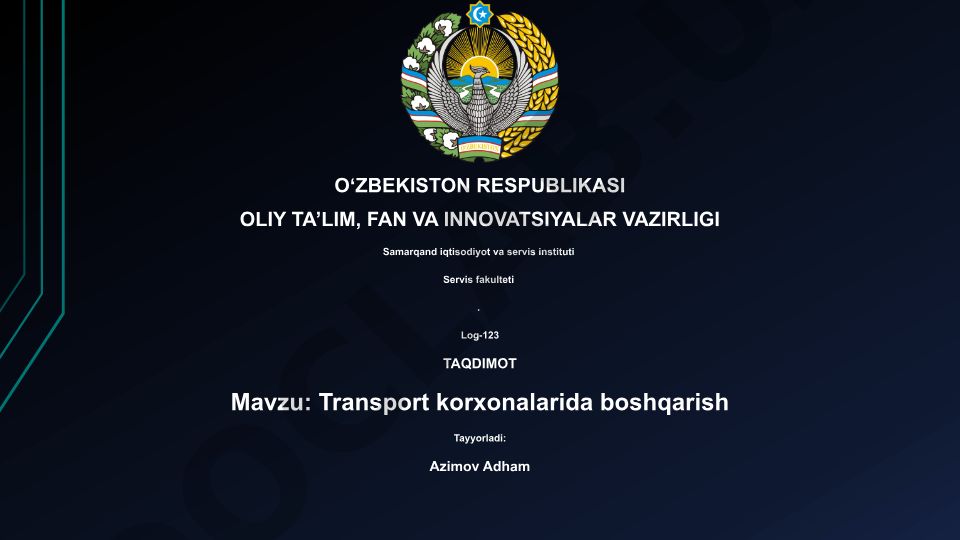 Transport korxonalarida boshqarish