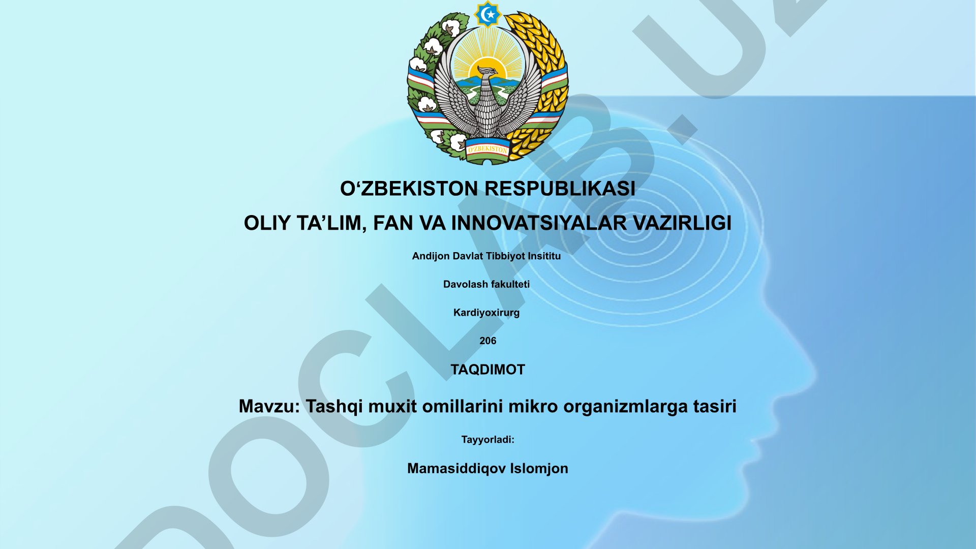 Tashqi muxit omillarini mikro organizmlarga tasiri