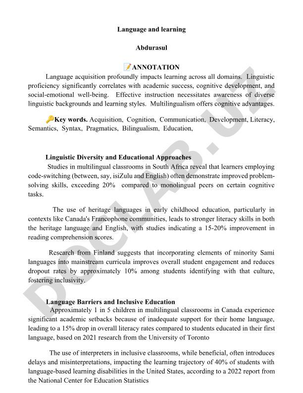 Language acquisition and its impact on learning and cognitive development