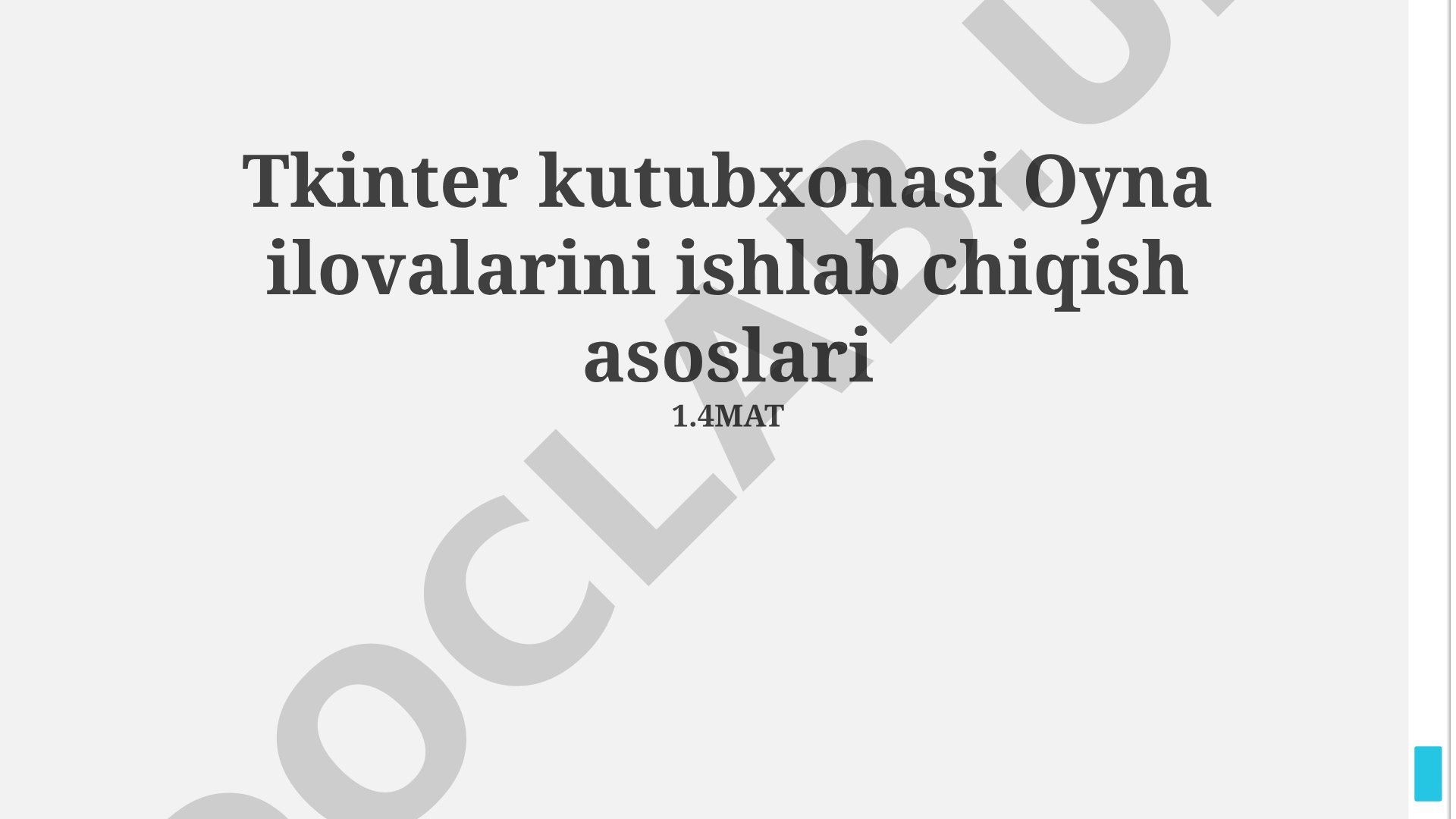 Tkinter kutubxonasi Oyna ilovalarini ishlab chiqish asoslari