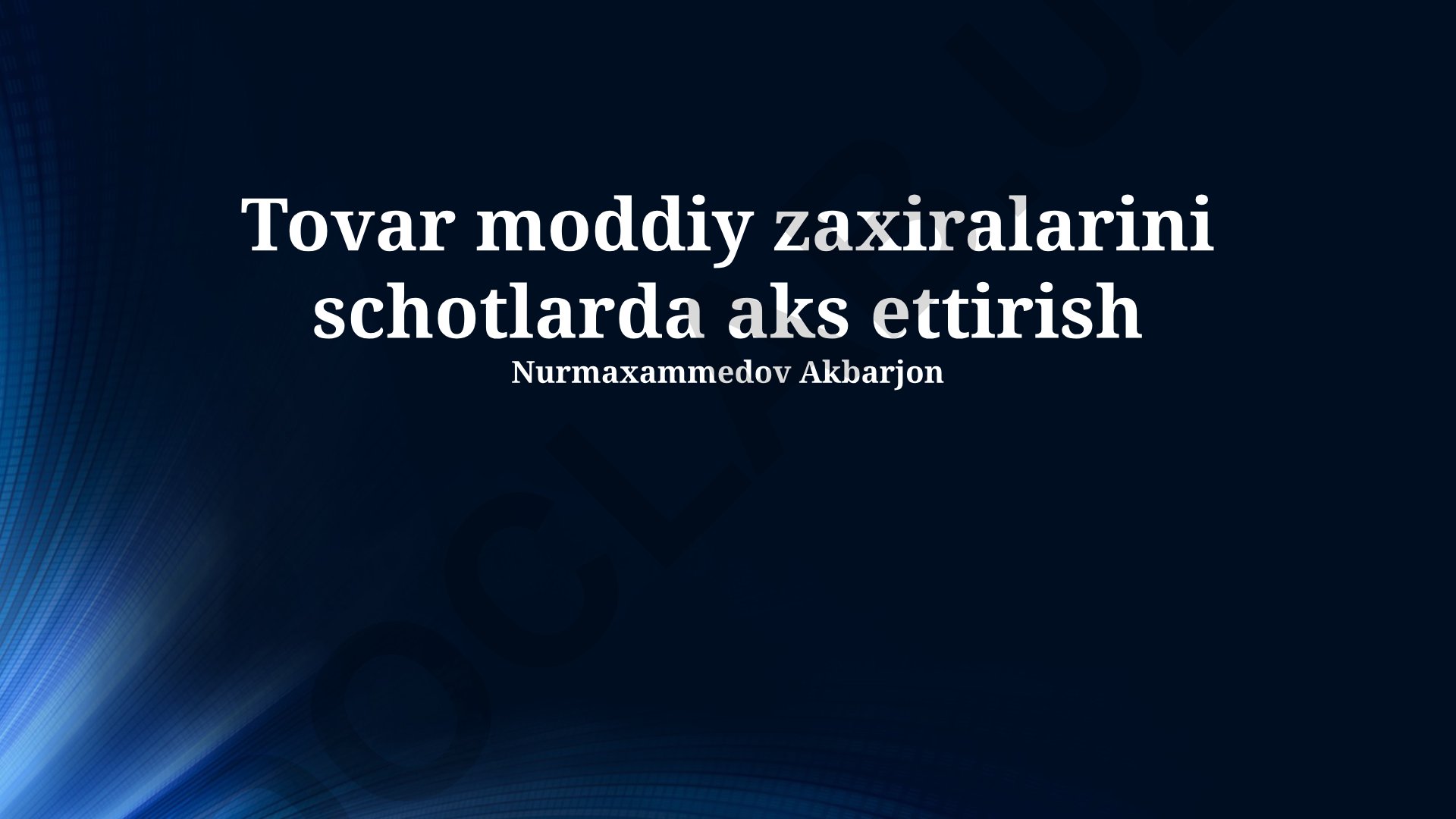 Tovar moddiy zaxiralarini hisobda aks ettirish va inventarizatsiya usullari