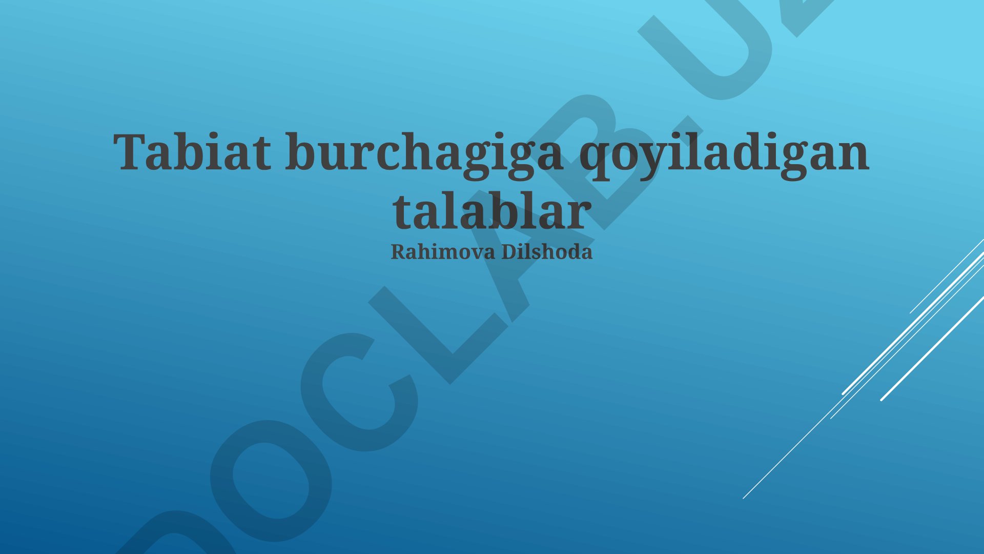Tabiat burchagi yaratish va boshqarish rejasi