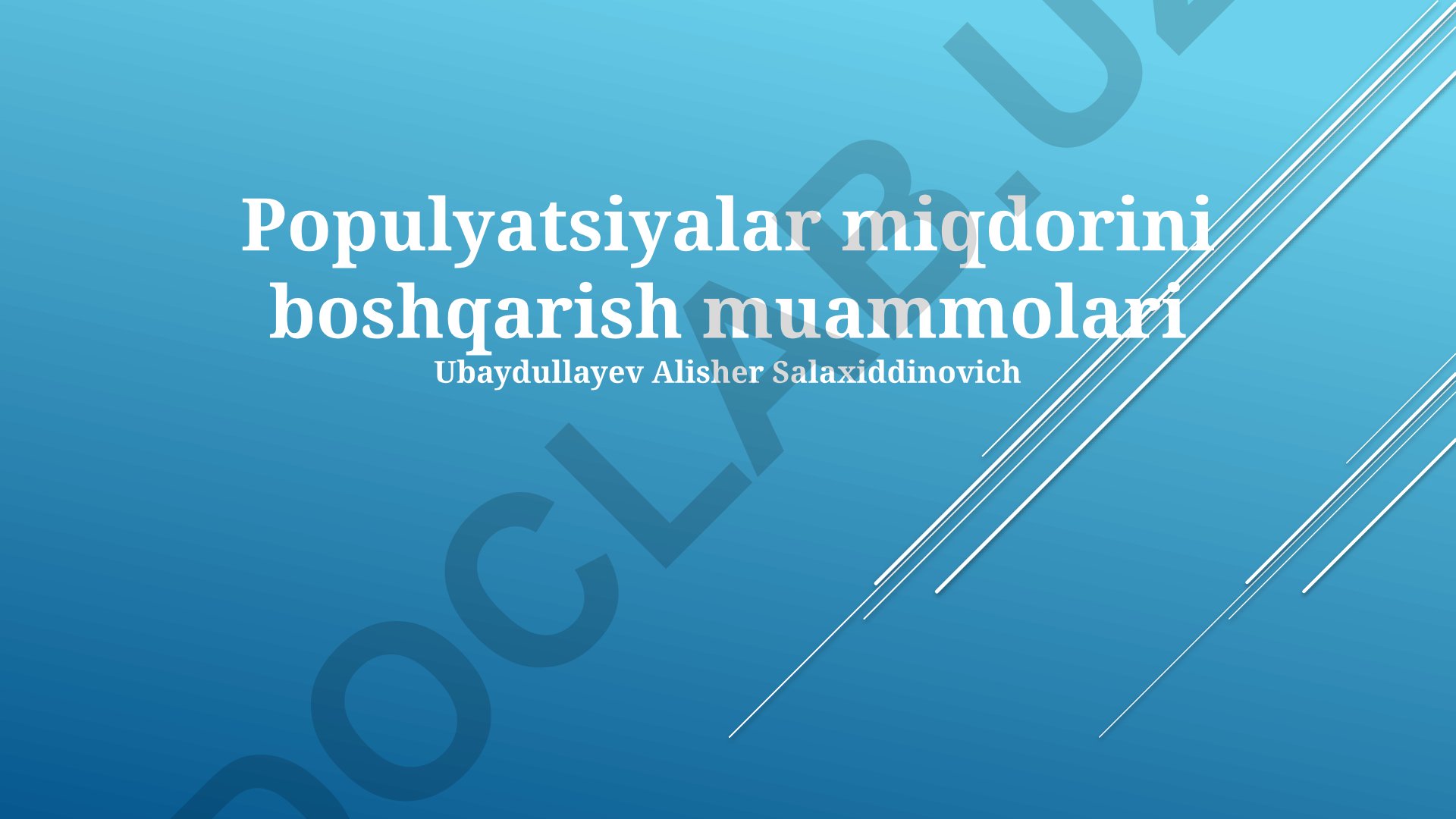 Populyatsiyalar miqdorini boshqarish muammolari