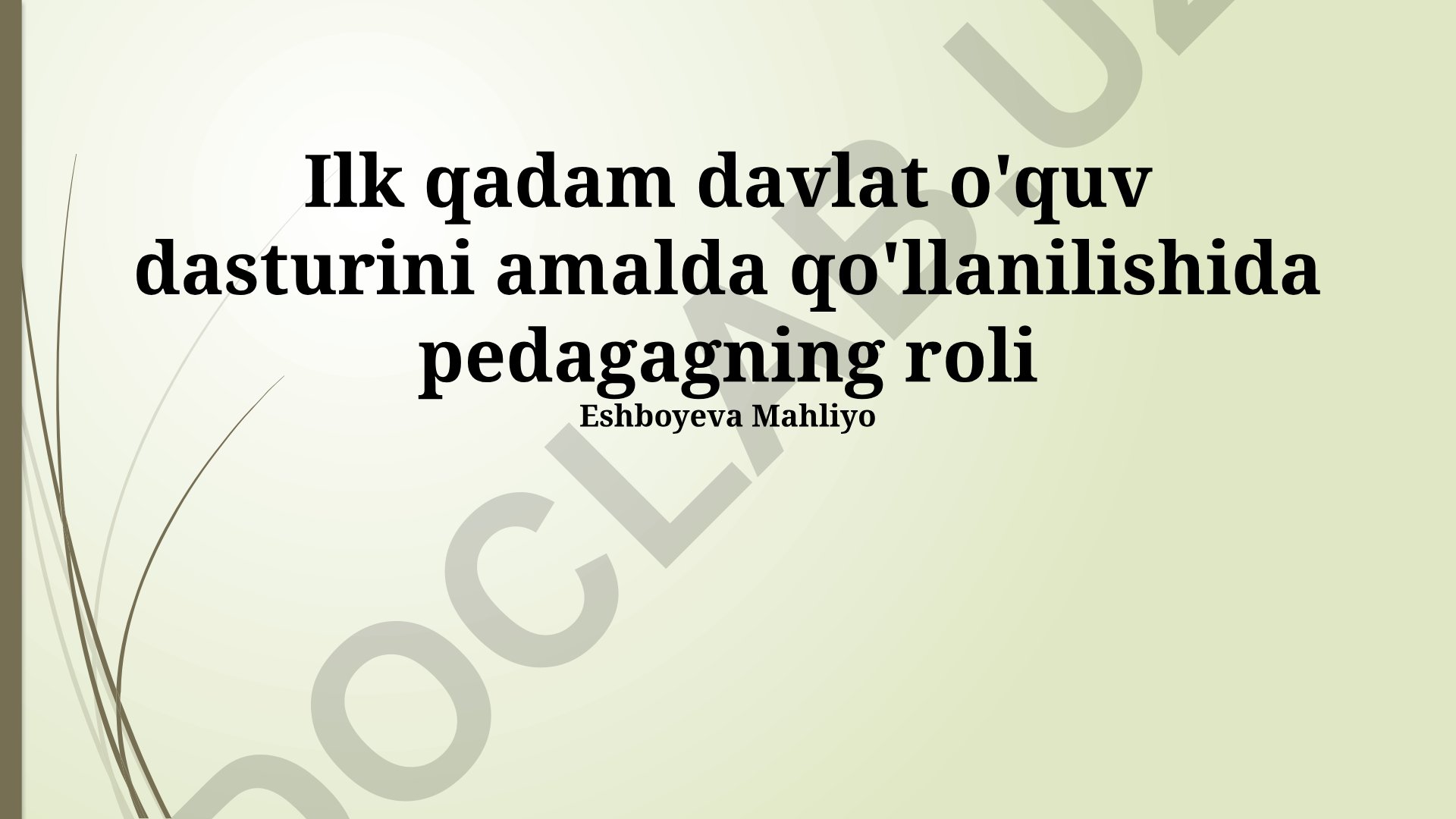 Ilk qadam davlat o'quv dasturini amalda qo'llanilishida pedagogni roli