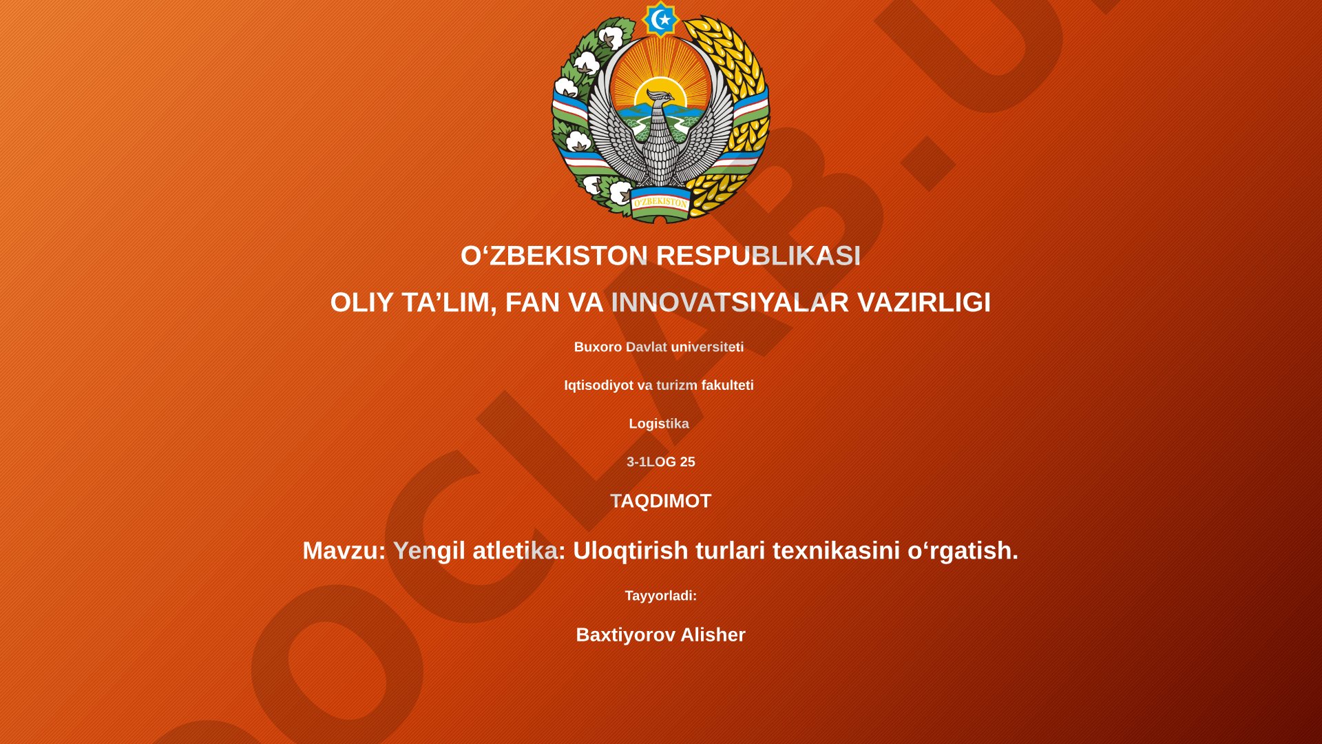 Yengil atletika: Uloqtirish turlari texnikasini o'rgatish